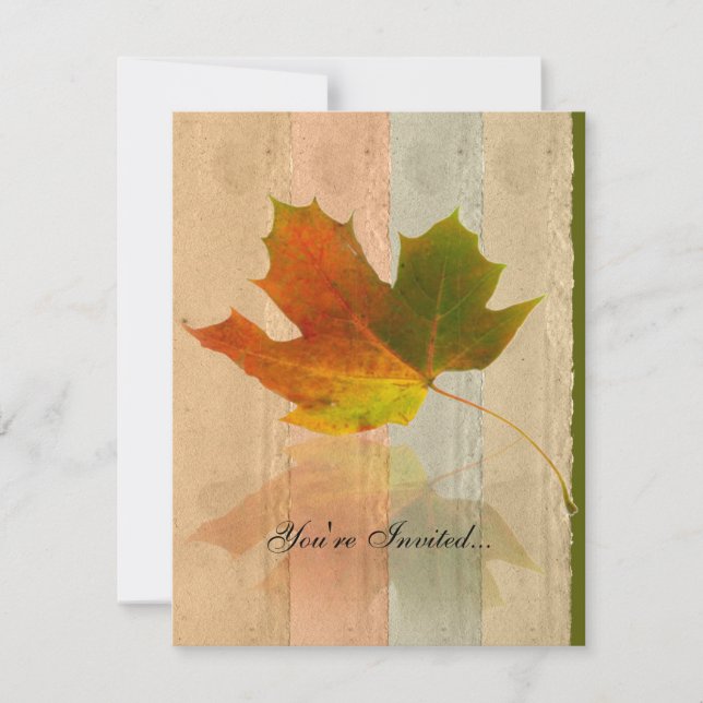 Fall Maple Leaf on Faux Handmade Paper Invitation (Front)