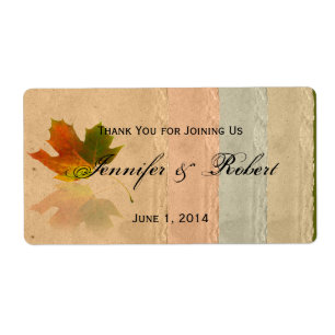 Fall Maple Leaf on Paper Water Bottle Label