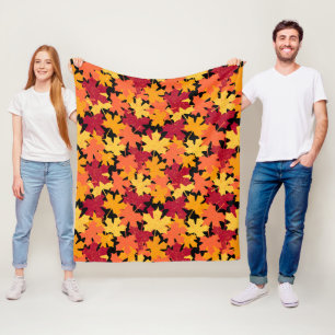 Fall Maple Leaf Pattern Fleece Blanket