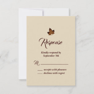 Fall Maple Leaf RSVP - beige Card