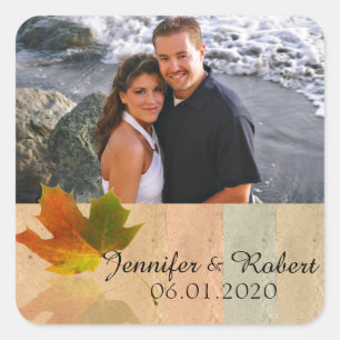 Fall Maple Leaf Wedding Favour Sticker