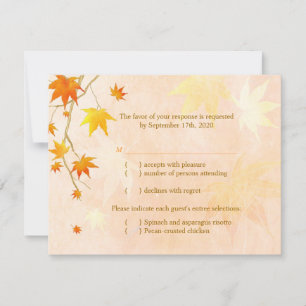 Fall Maple Leaf Wedding Menu Choice RSVP