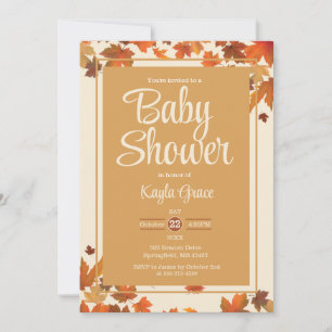 Fall Maple Leaves Baby Shower Invitation