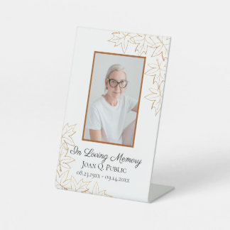 Fall Maple Leaves Celebration of Life Funeral  Pedestal Sign