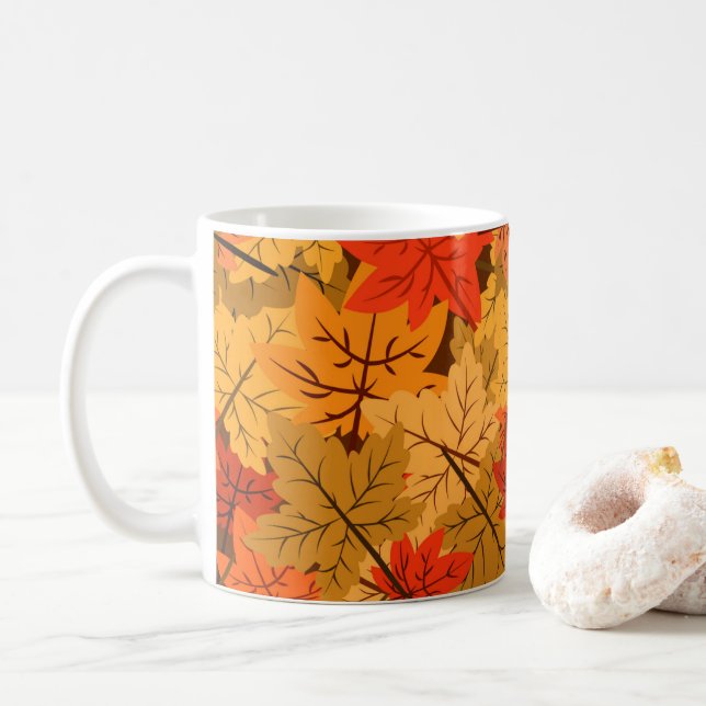 Fall Maple Leaves Coffee Mug (With Donut)