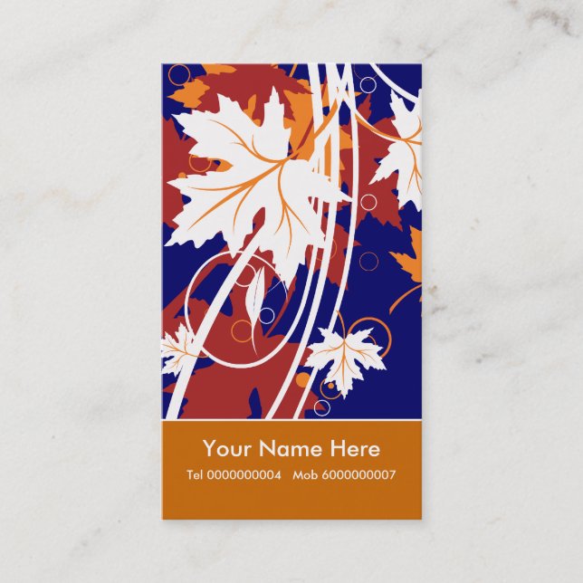 Fall maple leaves in autumn colours business card (Front)