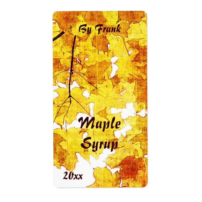 Fall maple leaves maple syrup label (Front)