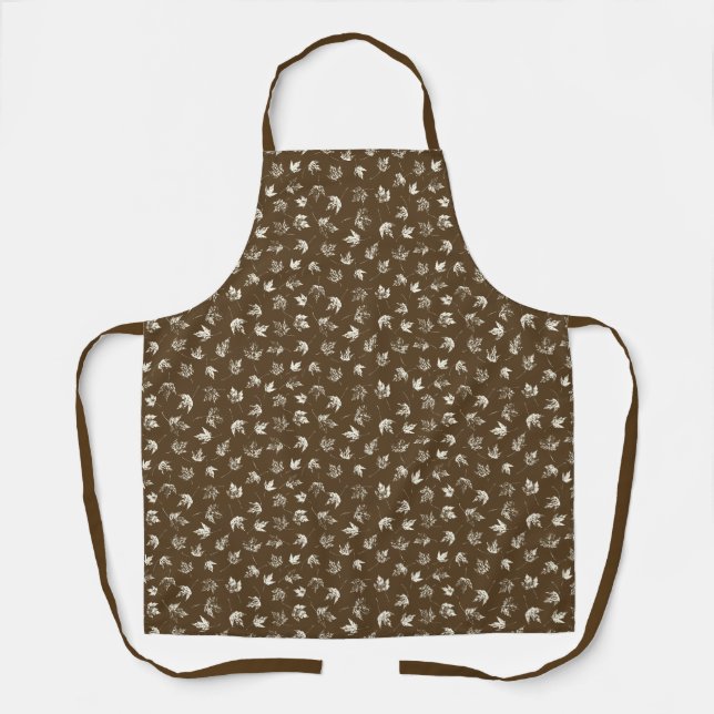 Fall Maple Leaves on brown - seamless pattern.  Apron (Front)