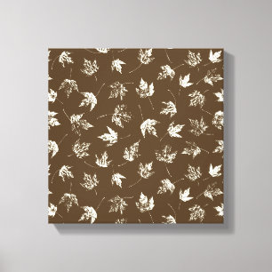 Fall Maple Leaves on brown - seamless pattern. Canvas Print