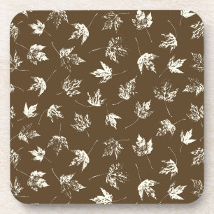 Fall Maple Leaves on brown - seamless pattern.   Coaster