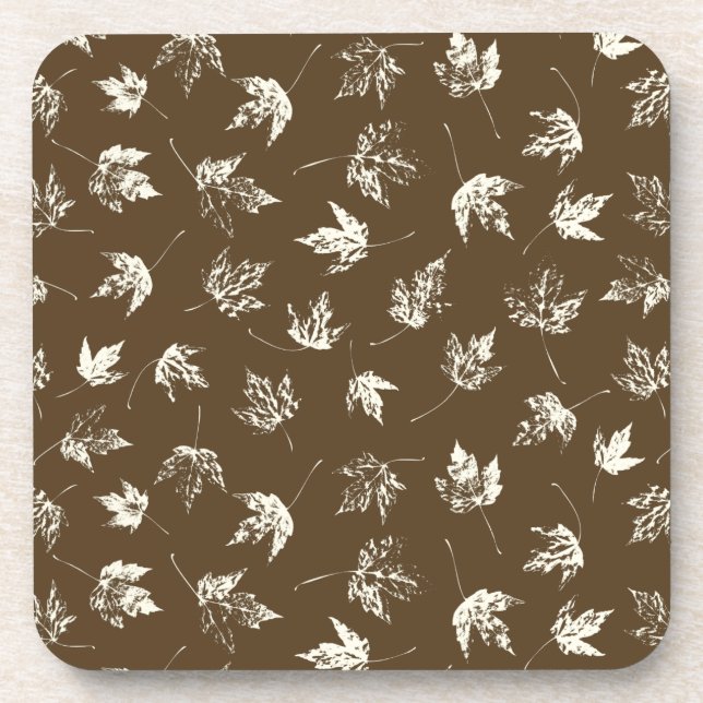 Fall Maple Leaves on brown - seamless pattern.   Coaster (Front)