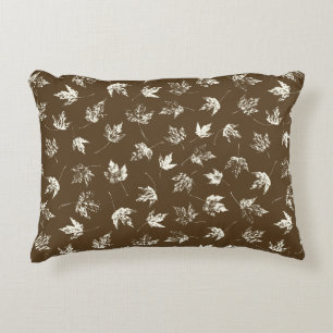 Fall Maple Leaves on brown - seamless pattern. Decorative Cushion