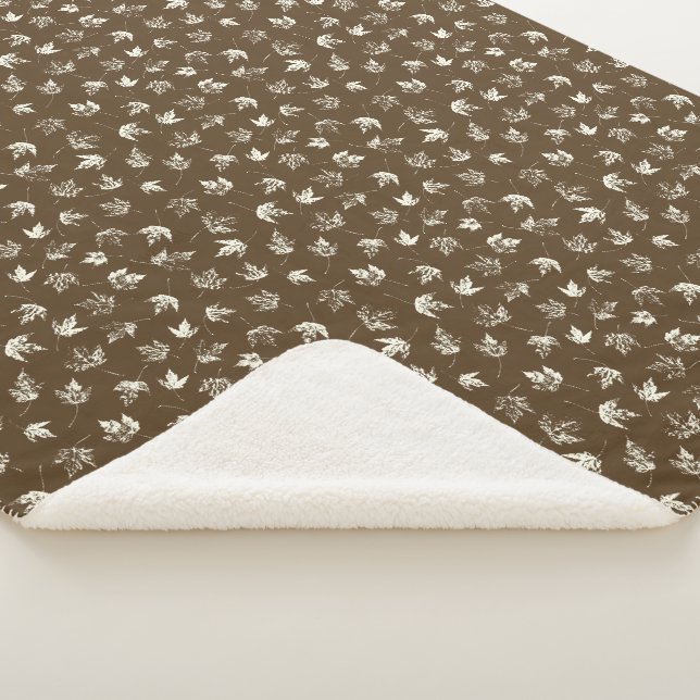 Fall Maple Leaves on brown - seamless pattern.   Sherpa Blanket (3/4)