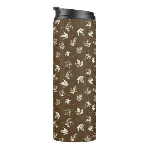Fall Maple Leaves on brown - seamless pattern. Thermal Tumbler