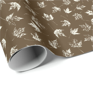 Fall Maple Leaves on brown - seamless pattern. Wrapping Paper