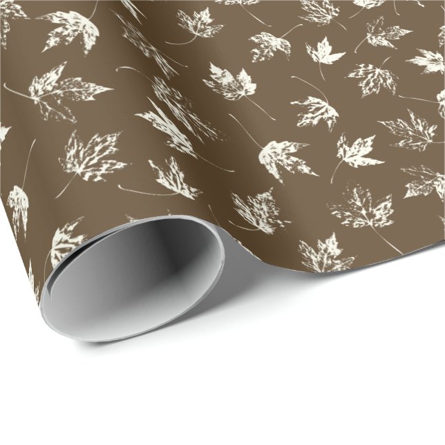 Fall Maple Leaves on brown - seamless pattern.    Wrapping Paper (Roll Corner)