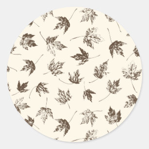 Fall Maple Leaves on cream - seamless pattern. Classic Round Sticker