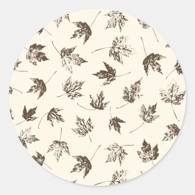Fall Maple Leaves on cream - seamless pattern.  Classic Round Sticker (Front)