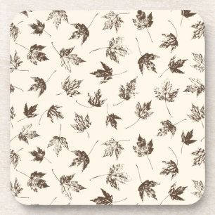 Fall Maple Leaves on cream - seamless pattern. Coaster