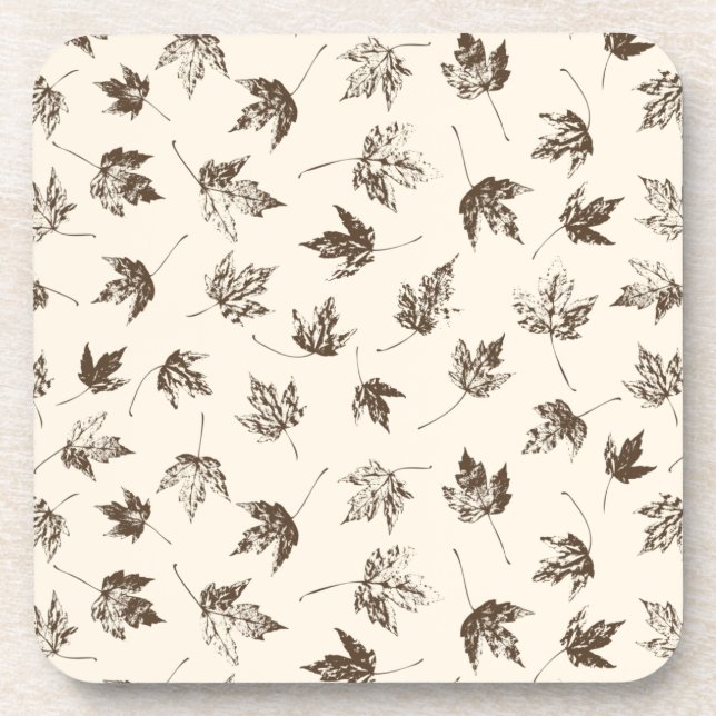 Fall Maple Leaves on cream - seamless pattern.    Coaster (Front)