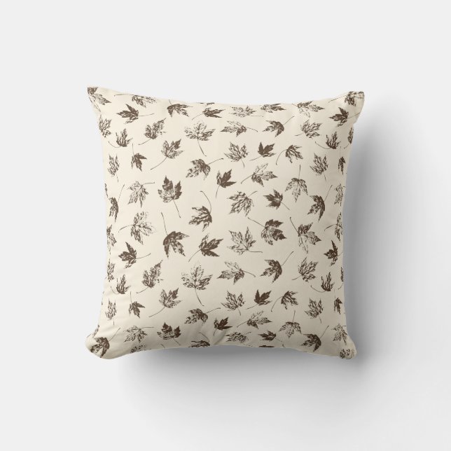 Fall Maple Leaves on cream - seamless pattern. Cushion (Front)
