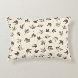 Fall Maple Leaves on cream - seamless pattern. Decorative Cushion