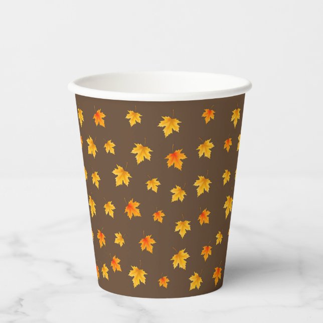 Fall Maple Leaves Paper Cups (Front)