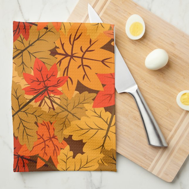 Fall Maple Leaves Tea Towel (Quarter Fold)