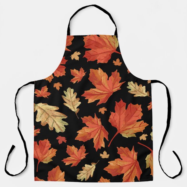 Fall Maple Leaves Thanksgiving Pattern Apron (Front)