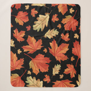 Fall Maple Leaves Thanksgiving Pattern Sherpa Blanket