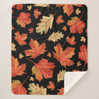 Fall Maple Leaves Thanksgiving Pattern Sherpa Blanket