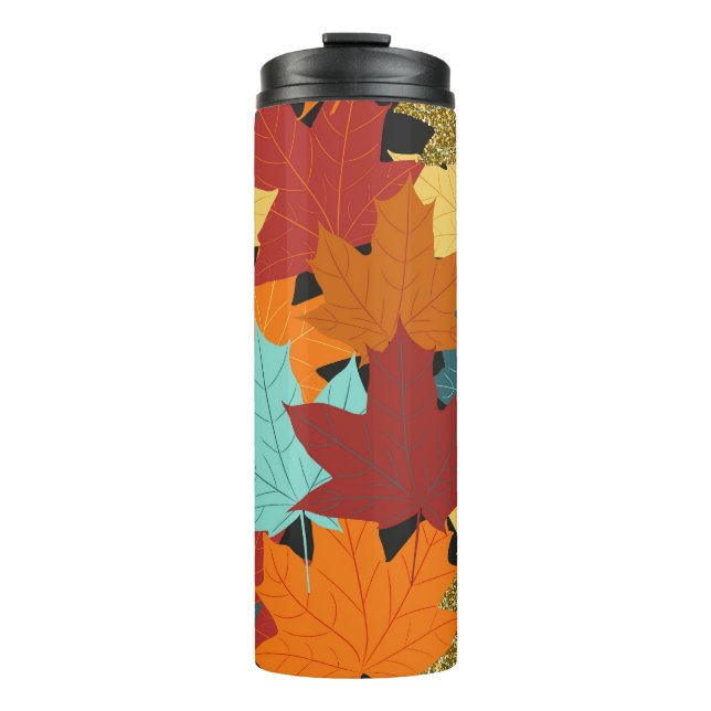 Fall Maple Leaves Vintage Illustration Thermal Tumbler (Front)