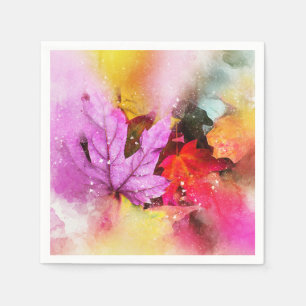 Fall maple leaves watercolor autumn pastel napkin