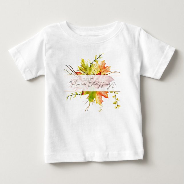 Fall maple leaves with custom text   baby T-Shirt (Front)