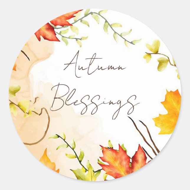 Fall maple leaves with custom text classic round sticker (Front)