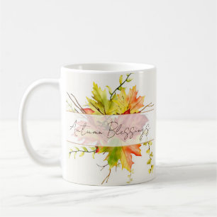Fall maple leaves with custom text  coffee mug