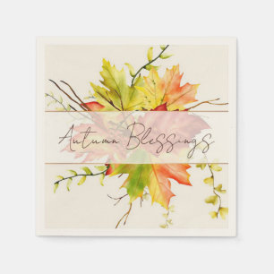 Fall maple leaves with custom text napkin