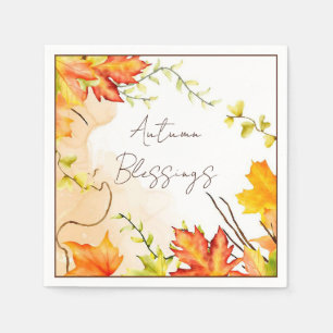 Fall maple leaves with custom text  napkin