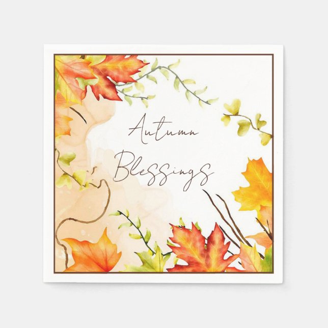 Fall maple leaves with custom text  napkin (Front)