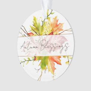 Fall maple leaves with custom text ornament