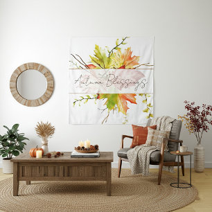Fall maple leaves with custom text tapestry
