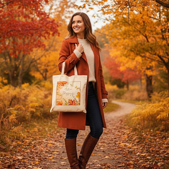 Fall maple leaves with custom text   tote bag (Creator Uploaded)