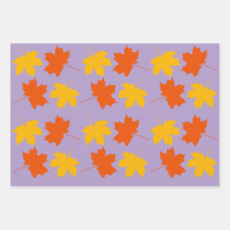 Fall Maple Leaves Wrapping Pap Flat Sheet Set of 3