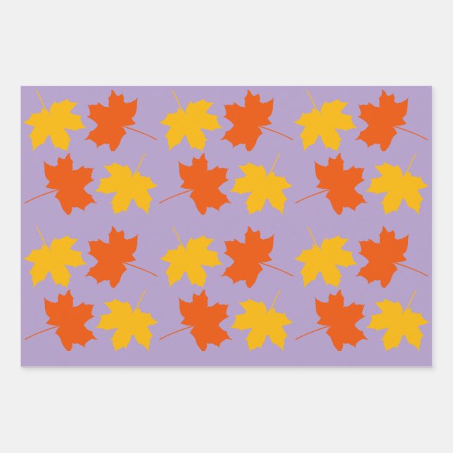 Fall Maple Leaves Wrapping Pap Flat Sheet Set of 3 (Front)