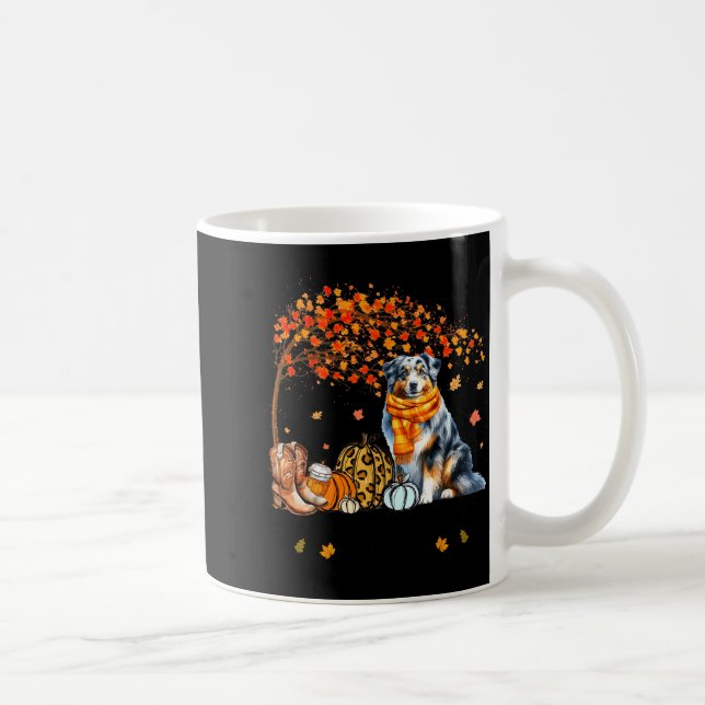 Fall Maple Tree Print Dog Lover Happy Thanksgiving Coffee Mug (Right)