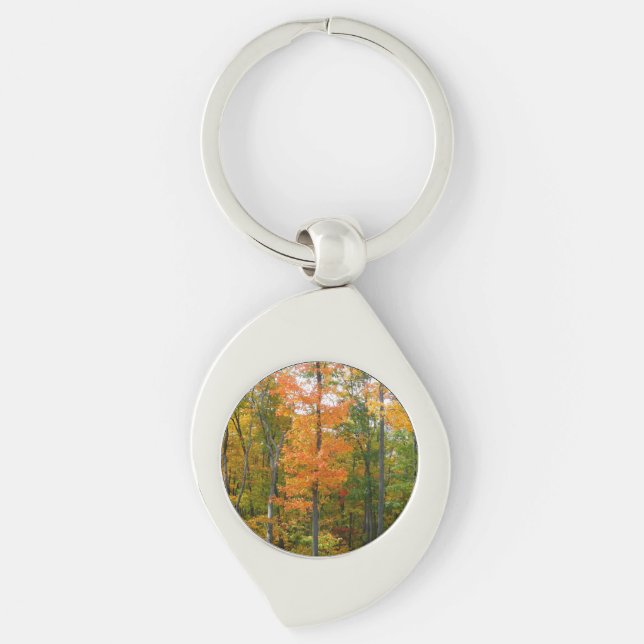 Fall Maple Trees Autumn Nature Photography Key Ring (Front)