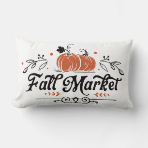 Fall Market   Farmhouse Pumpkin Lumbar Cushion