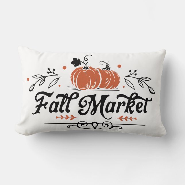 Fall Market | Farmhouse Pumpkin Lumbar Cushion (Front)