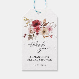 Fall Maroon Floral Pink Burgundy Wedding Favor  Gift Tags