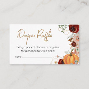 Fall Marsala Burgundy Floral Pumpkin Diaper Raffle Enclosure Card